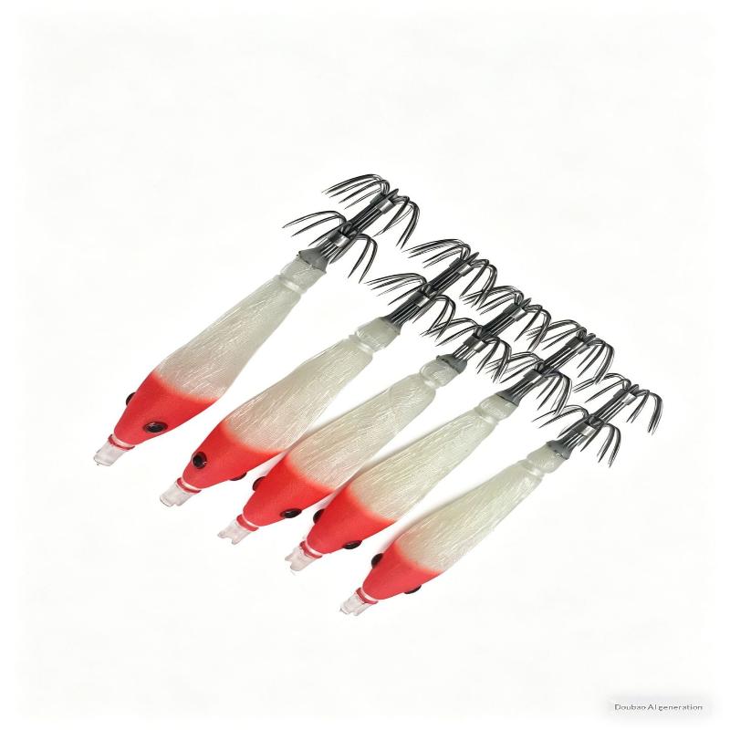 Jigger Double Sided - Neu: 5-teiliges Leuchtendes Tintenfisch-Jig-Set mit Doppel-Schirmhaken,