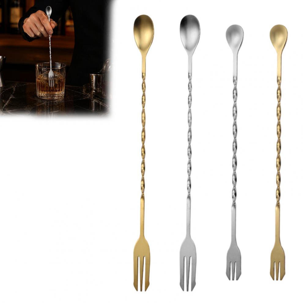 Bar Spoon Twisted - Edelstahl-Cocktailrührer mit langem Griff, Rührlöffel aus