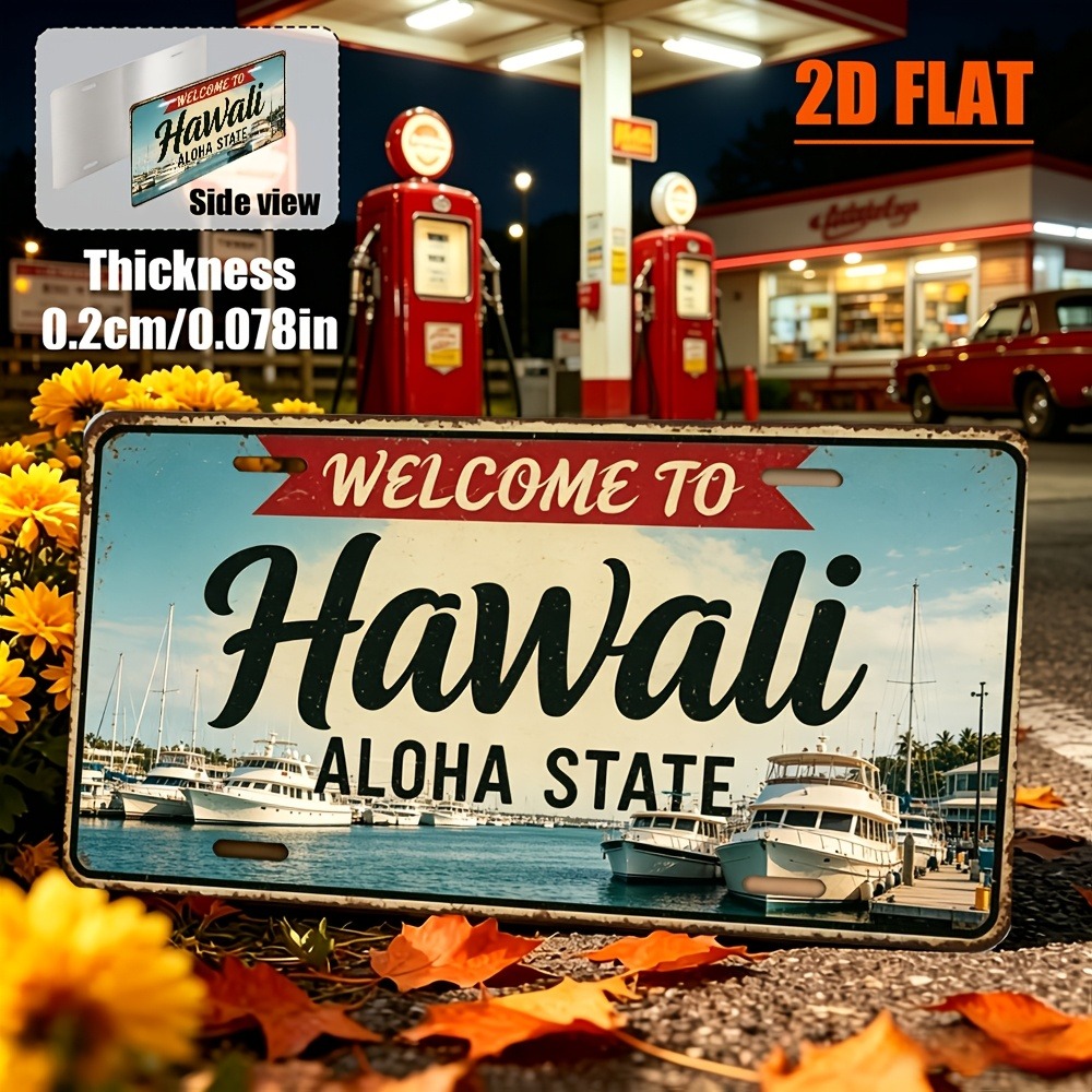 Home Bar Signs - Anpassbares 1-teiliges 2D-Flach-Hawaii-Retro-Schild, industrielle Wandkunst für