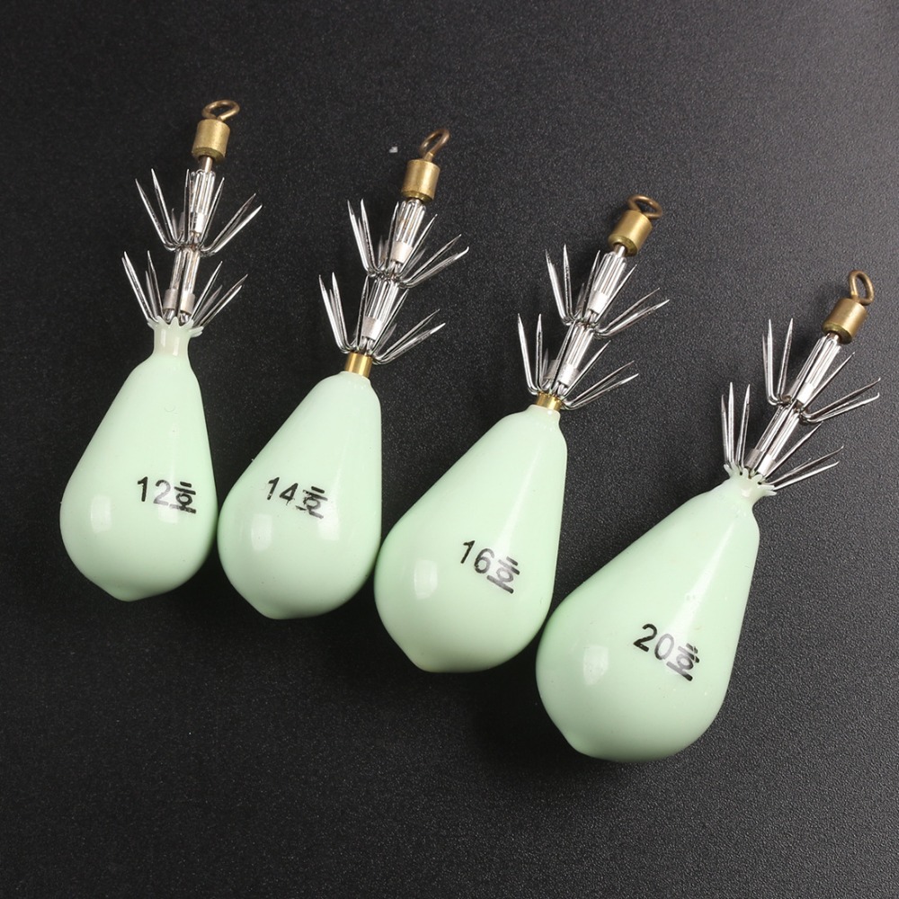 Jigger Double Sided - Leuchtender Tintenfisch-Jig-Köder, Bleigewichteter Oktopushaken, Doppelschicht, 10